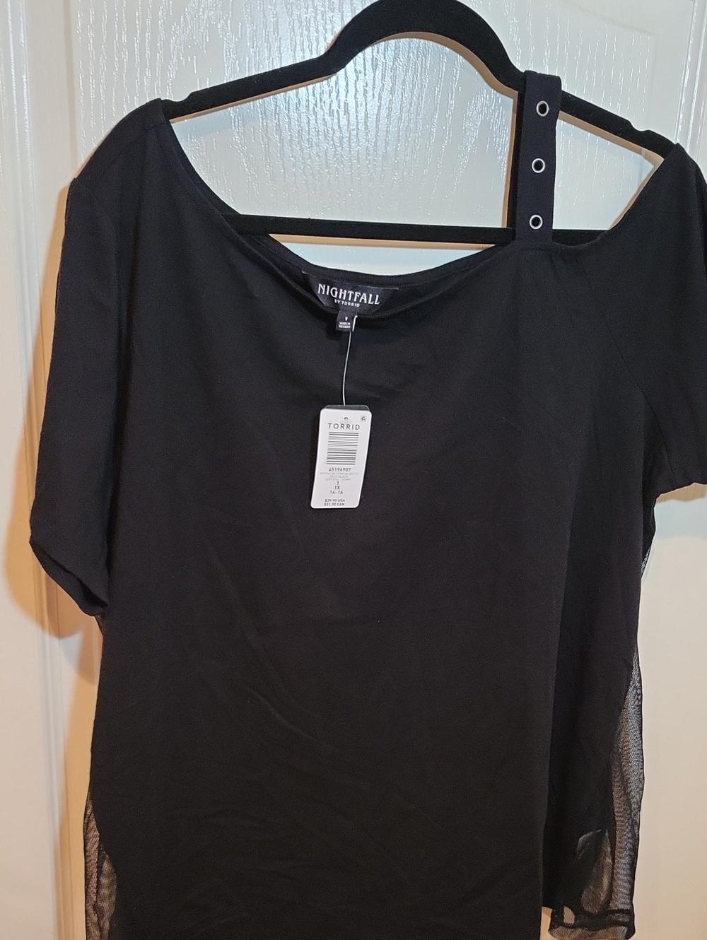 Torrid Black One-Shoulder Nightfall Top with Strap Detail